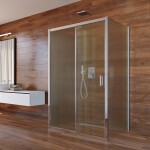 Mereo Sprchovací kút, Lima, obdĺžnik do priestoru U, zasúvací, 80x110x80 cm, chróm ALU, sklo Point CK85612K