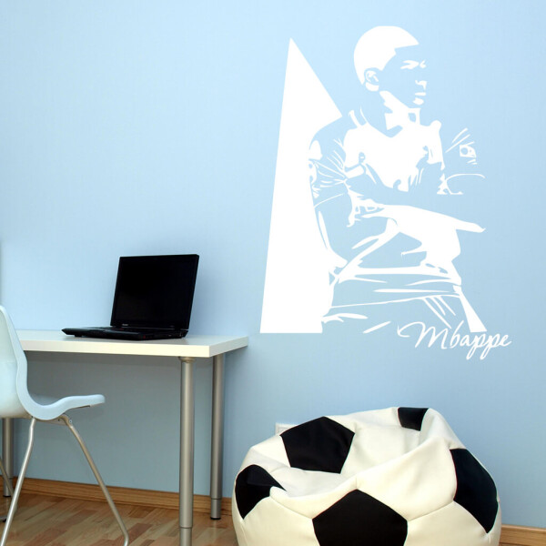 Veselá Stena Samolepka Kylian Mbappé Farba: bílá, Veľkosť: 80 x 60 cm