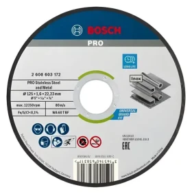 BOSCH Rezný kotúč na nerezovú oceľ 125x22,23 mm / Rezný kotúč / Hrúbka 1,6 mm / WA 60 T BF (2608603172)