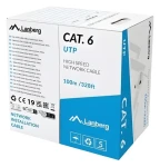 Lanberg CAT6 UTP sivá / Inštalačný kábel / 100 m / pevné jadro CU / CPR / Fluke Passed (LCU6-11CU-0100-S)