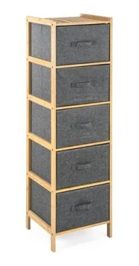 G21 Regál bambusový s 5 košíkmi / Bambus / 125 x 39 x 12 cm (RG21BAM18011)