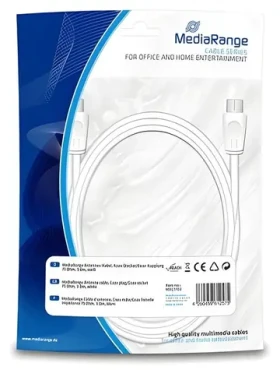 MediaRange MRCS163 biela / Anténny kábel / konektor - zásuvka / 3 m / 75 Ohm (MRCS163)