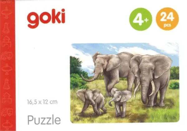 GOKI Drevené puzzle Africké zvieratá: Slony