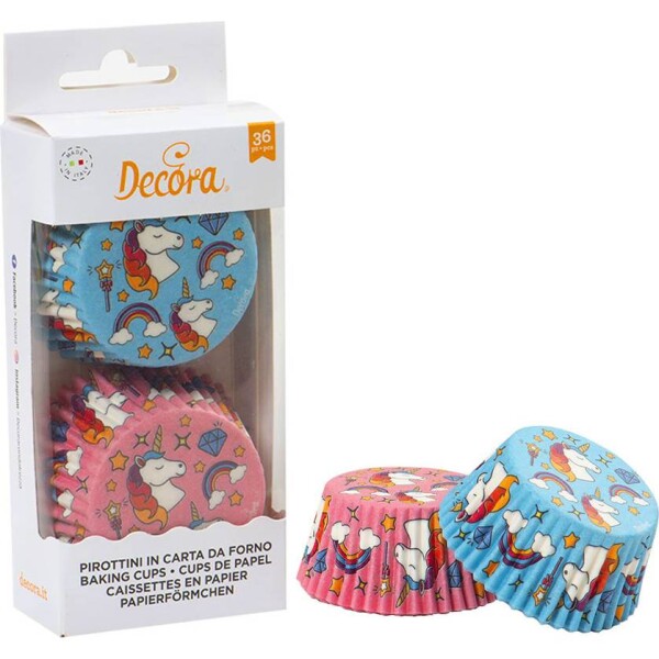Košíčky na muffiny 36 ks, jednorožec modro-ružový - Decora - Decora