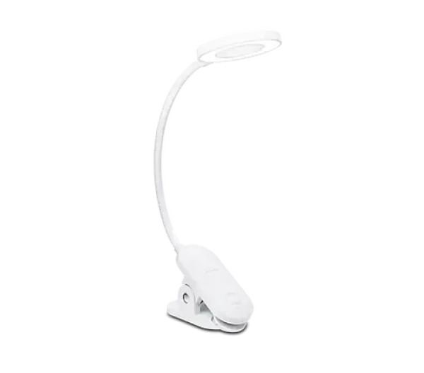 Philips Forys biela / stolná lampička s klipom / LED / 5W / 200lm / 4000K / 36cm / IP20 (8720169194397)