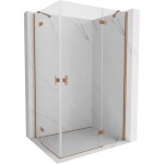 MEXEN/S - Mist-H Duo sprchovací kút dvere krídlové 75 x 120, transparent, meď kartáčovaná 8A5-075L-120P-65-00