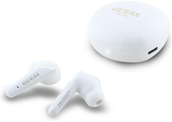 Guess Słuchawki TWS Guess Frokov Classic Logo Electroprokoved Biely