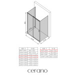 CERANO - Trojstenný sprchovací kút Varone LINE UL/P - 6 mm - čierna matná, mliečne sklo - 120x70 - posuvný CER-DY505-90212