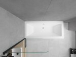 MEXEN/S - Cube obdĺžniková vaňa 170 x 80 cm s panelom + vaňová zástena 70, transparent, čierna 550517080X9007017000