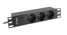 Lanberg PDU lišta 10" čierna / Zásuvková lišta do racku / 1U / 3x Schuko / 16A / 2m (PDU-03F-0200-BK)