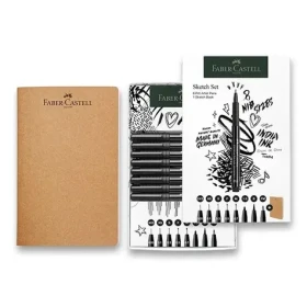 Faber-Castell Sada popisovačov + skicár / 9ks / čierna (267102)