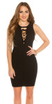 Sexy KouCla ripp knit dress sleeveless w. ruffles black Einheitsgroesse