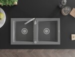 MEXEN - Mario granitový drez dve mísy 820x436 mm, sivá 6504822000-71
