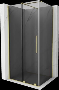 MEXEN/S - Velár sprchovací kút, posuvné dvere 130 x 80, grafit, zlato kartáčovaná 871-130-080-41-55