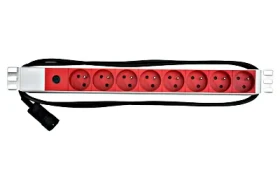 Schrack IU070131 / Napájací panel / 19" / 1U / 8x zásuvka ČSN / IEC C14 / kábel 2 m (IU070131)