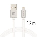 SWISSTEN TEXTILE dátový kábel USB - Lightning 1.2m strieborná (71523203)