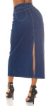 Sexy Highwaist Maxi Denim Skirt with Slit denimblue