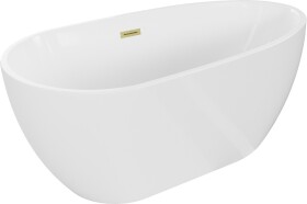MEXEN/S - Eos voľne stojaca vaňa 150 x 75, biela, sifón a prepad zlatá kartáčovaná 52471507500-55