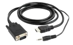 Gembird A-HDMI-VGA-03-10 adaptér HDMI-A (M) na VGA (M) + 3.5 mm audio čierna / kábel 3m (A-HDMI-VGA-03-10)