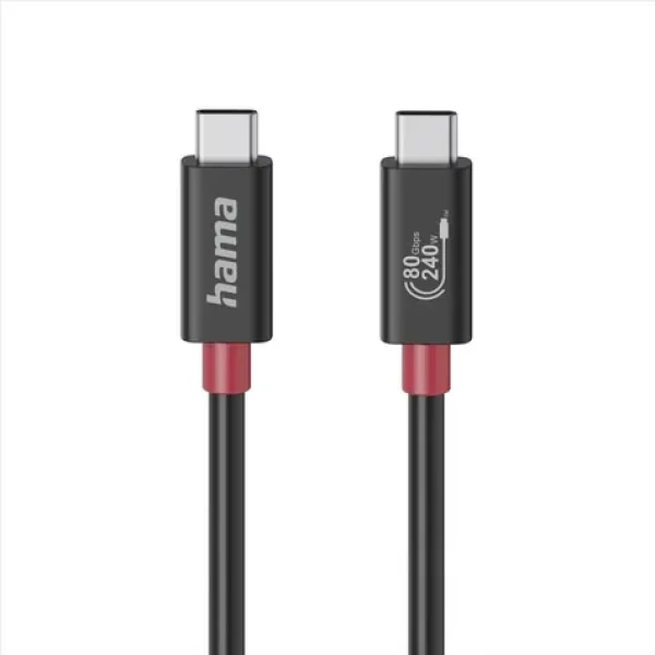 HAMA USB-C kábel USB4 čierna / 1 m / 80 Gb / s / 240 W (200799)