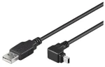 MicroConnect kábel USB2.0 A (M) - miniUSB B (M) zahnutý 90 ° 2m čierna / 480Mbit/s (USBAMB52A)
