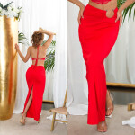 Sexy Koucla Maxi Skirt with Ring detail red L