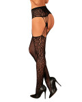 Nádherné pančuchy S821 garter stockings - Obsessive S/M/L černá