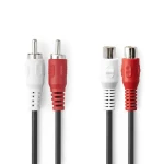 Nedis Stereo Audio kábel 2x RCA (M) - 2x RCA (F) 2.00 m čierna (CAGB24205BK20)