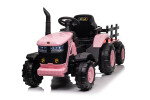 Mamido Mamido Detský elektrický traktor s vlečkou 12V 7Ah EVA kolesá ECO koža ružový