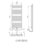 CERANO - Kúpeľňový radiátor Vincenzo - stredové pripojenie 50mm/bočné - 600W - čierna matná - 1340x600 mm LIV-WB-27-65H
