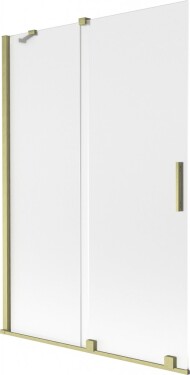 MEXEN/S - Velar dvojkrídlová posuvná vaňová zástena 120 x 150, dekor, zlatá kartáčovaná 896-120-000-31-55