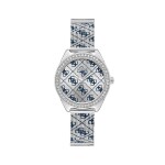 GUESS hodinky Silver Tone Case Silver Tone/blue Mesh Watch Strieborná