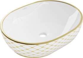 MEXEN - Viki umývadlo na dosku 48 x 35, biela/zlatá vzor 21054809