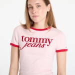 Tričko Tommy Jeans Slim Script Tee Pink S