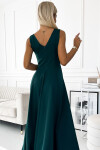 246-5 CINDY dlhé elegantné šaty s výstrihom - ZELENÉ XXL