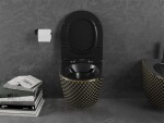 MEXEN - Lena Závesná WC misa vrátane sedátka s slow-slim, duroplast, čierna/zlatá vzor 30224079