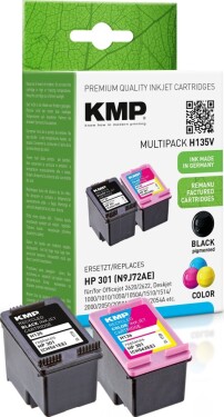 KMP KMP MULTIPACK H135V - 2er-Pack - Schwarz, Farbe (Cyan, Magenta, Gelb) - kompatibel - Tintenpatrone (Alternative zu: HP 301, HP CH561EE, HP CH562EE) - fur Deskjet 1050A J410, 1051A J410, 10XX, 10XX J410, 15XX, 2000, 2050 J510, 2050A J510