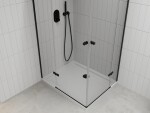 MEXEN/S - Roma Duo sprchovací kút 90x80, transparent, čierna + vanička so sifónom 854-090-080-70-02-4010B