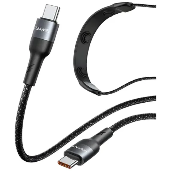 USAMS SJ759 čierna / Nabíjací a dátový kábel / USB-C - USB-C / 100W / Masážne funkcie / 1,4 m (SJ759USB01)