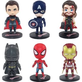 Figúrky Marvel a DC Comics Superhrdinovia 6 ks - Superman, Captain America, Thor, Iron Man, Spider-Man a Batman - Cakesicq - Cakesicq