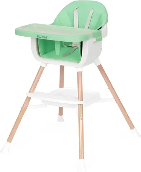 ECOTOYS Jedálenská stolička 2v1 zelená / Jedálenská stolička / od 6 mesiacov / nosnosť 15 kg (HC508 GREEN)