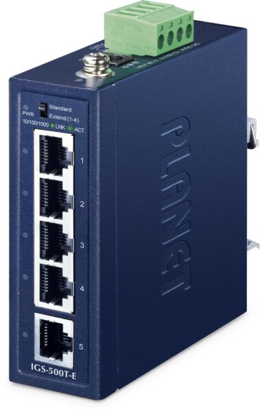 Planet PLANET IGS-500T-E łącza sieciowe Nie zarządzany Gigabit Ethernet (10/100/1000) Modrý