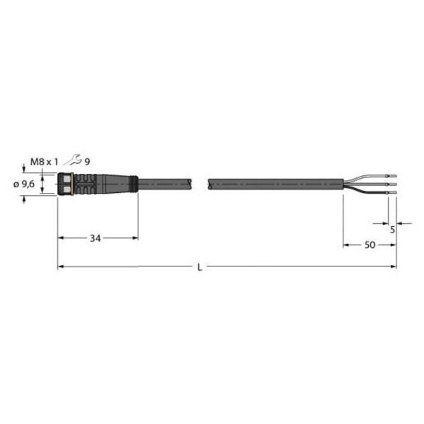 Turck PKG3M-10/TXL pripojovací kábel pre senzory - aktory, 6625552, piny: 3, 10 m, 1 ks; 6625552