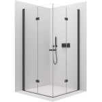 CERANO - Sprchovací kút Volpe Duo Ľ/P - 6 mm - čierna matná, transparentné sklo - 100x80x190 - zalamovacia CER-480166