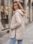 Dámska prešívaná bunda s odnímateľnou kapucňou, svetlosivá, FashionStreet TY5792 M