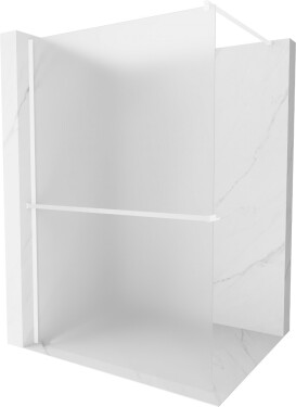 MEXEN/S - Kioto+ Sprchová zástena WALK-IN s poličkou a držiakom uterákov 100 x 200, vzor, biela 800-100-121-20-30