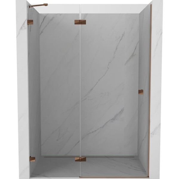 MEXEN/S - Lunar sprchové dvere krídlové ľavé 140, transparent, ružové zlato 834-140-000-60-00-L