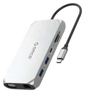 Orico USB-C dokovacia stanica 12v1 / Dokovacia stanica / 4X USB-A / USB-C PD 100W / HDMI 4K 30Hz / VGA / microSD/SD (ORICO-XCR-X22-SV-BP)