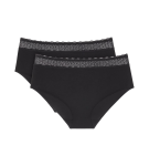 FEEL OF MODAL - Midi nohavičky 2 ks | mäkké modalové vlákno a recyklovaná čipka Triumph BLACK M