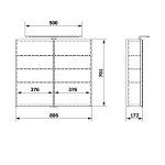SAPHO - RIWA galérka s LED osvetlením, 81x70x17cm, brest Bardini RIW080-0013